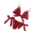 thumbnail image 4 of Conjunto de ropa interior de encaje floral encantador para mujer, regalo de lencería con bragas de malla, rojo, L Inevent XX000194-12, 4 of 7