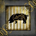 thumbnail image 2 of LightBoxJournal 26x26 White Modern Wood Framed Museum Art Print Titled - Gold Welcome To Our Bistro Pig, 2 of 4