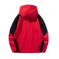 thumbnail image 4 of VBTAPA Men's Big and Tall Packable Rain Jacket Outdoor Waterproof Windbreaker Lightweight Raincoat with Hood Color Block Hiking Travel Jacket Red XXXL, 4 of 5