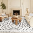 thumbnail image 2 of 8'x10' Area Rugs for Living Room, Machine Washable Non-Slip Carpet, Soft Faux Wool Low Pile Moroccan Farmhouse Western Rug, Black and White, 2 of 5