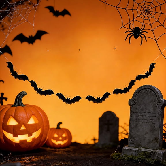 Cififendec Halloween Bat Cutout Banner, Spooky Hanging Garland for Front Porch Wall Window Yard Creepy Season Party Accent