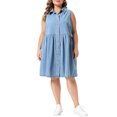 thumbnail image 2 of Agnes Orinda Women's Plus Size Denim Dress Lapel Sleeveless Button Down Cute Summer Midi Jean Babydoll Dresses 3X Light Blue, 2 of 6
