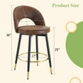 thumbnail image 4 of LUFTUT Bar Stools Set of 2, 25" Kitchen Island Stools, Swivel Barstools with Brown Faux Suede Upholstery & Black Metal Legs, Modern Breakfast Bar Chairs, 4 of 9
