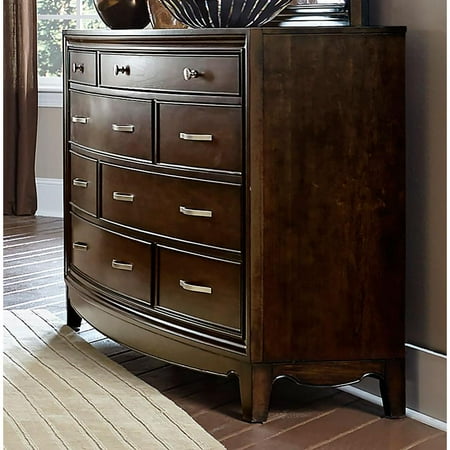 8 Drawers Wooden Dresser With Slightly Curved Front Brown