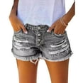 thumbnail image 2 of WEHUSE Women's Casual Summer Denim Shorts Mid Waisted Stretchy Ripped Jean Shorts with Pockets, 2 of 5