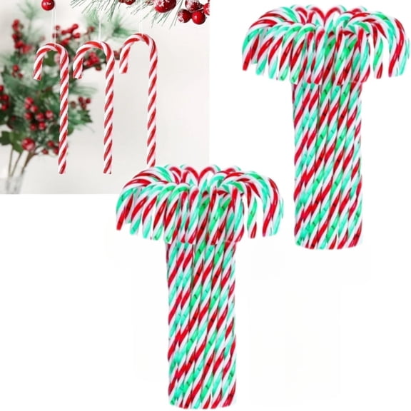 80 Pcs Christmas Plastic Candy Cane, 5.9" Christmas Tree Hanging Ornament Twisted Crutch Candy Canes for Xmas Gift Holiday Decoration Party Favor (Red, White and Green)