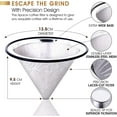 thumbnail image 3 of fafa-Compatible with Chemex, Hario V60 Pour Over Coffee Filters - Wide Metal Base Reusable Stainless Steel Coffee Dripper - Paperless Coffee Filter for Sustainable Brewing, 3 of 4