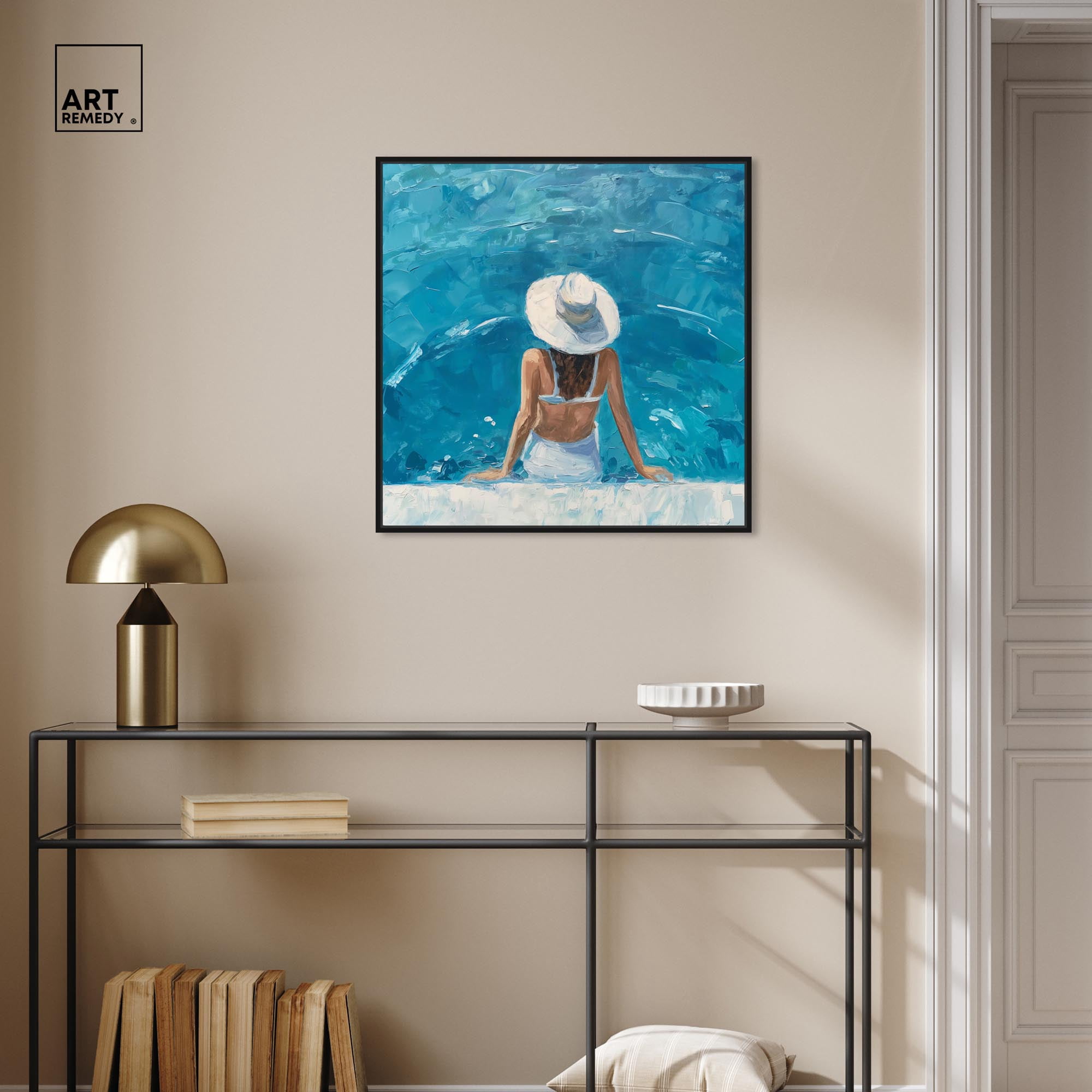 Poolside Couture Canvas Modern Beach Art by Art Remedy, Black