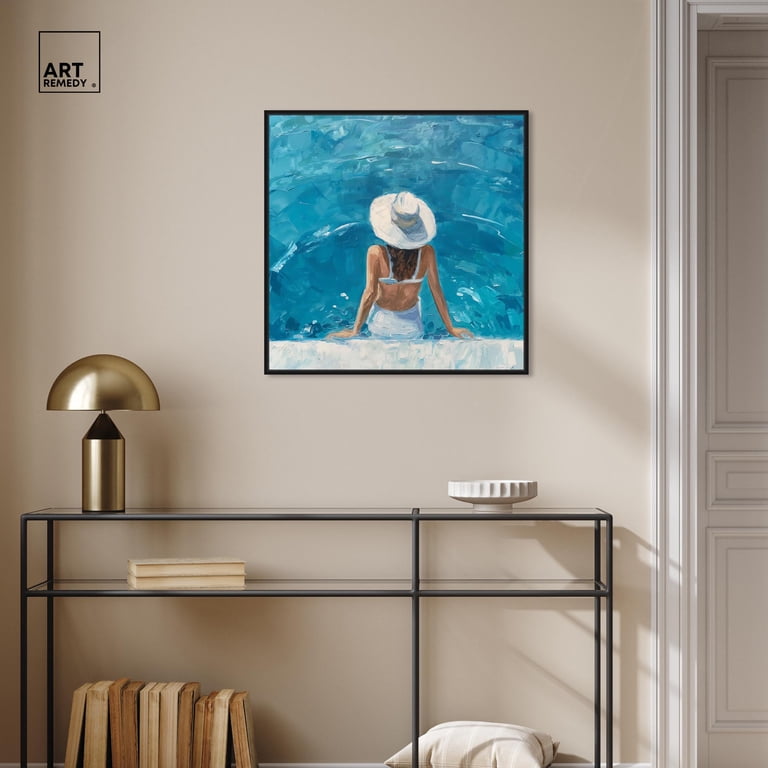 Poolside Couture Canvas Modern Beach Art by Art Remedy, Black