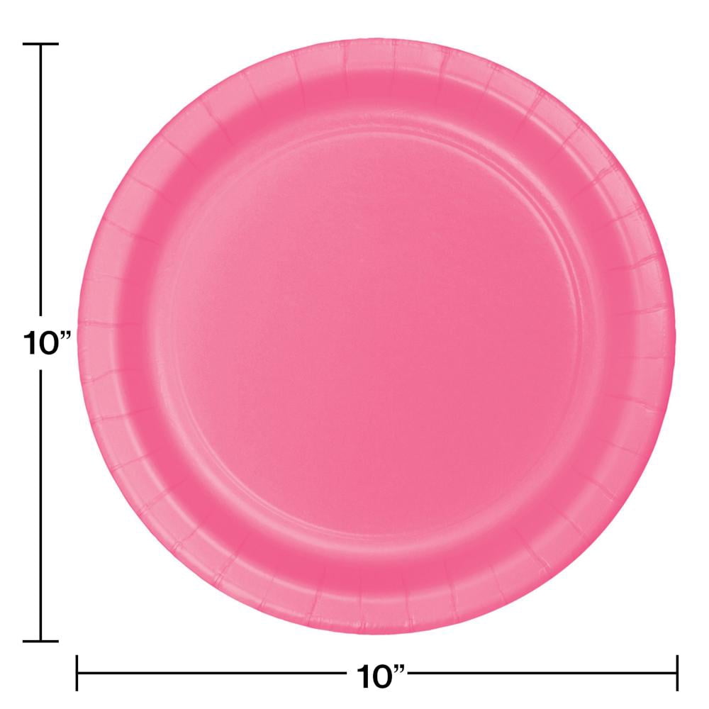 240/Case Bulk Candy Pink Sturdy Style Paper Banquet Plates 10.25 inch