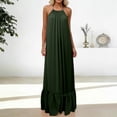 thumbnail image 5 of Purcolt Womens Summer Pleated Maxi Dresses Casual Oversized Halter Backless Sleeveless Ruffle Hem Flowy Cami Dresses Beach Sundress Swim Coverups, 5 of 8