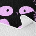 thumbnail image 5 of Manfei Cartoon Cat Twin Quilt Set, Kawaii Abstract Kitten Twin Coverlet Set, Black Orchid, 2pcs, 1 Bedspread and 1 Pillowcase, 5 of 7