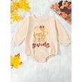 thumbnail image 2 of Infant Baby Thanksgiving Sweatshirt Jumpsuit Cartoon LetterTurkey Print Round Neck Long Sleeve Romper, 2 of 8