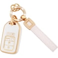 thumbnail image 1 of HSHDLDF for Honda Key Fob Cover with Leather Key Fob Keychain 5 Buttons Soft TPU Keys Shells White Key Fob Cover Compatible with Honda Accord Civic CRV Odyssey Pilot Key Fob Protec, 1 of 6