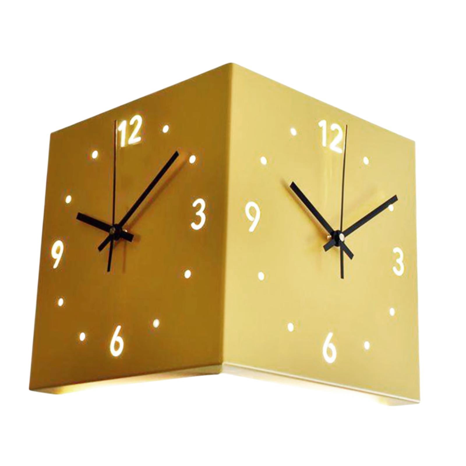 Baoblaze Double Sided Corner Wall Clock Friend Gift for Living Room Hotel Dining Room Yellow