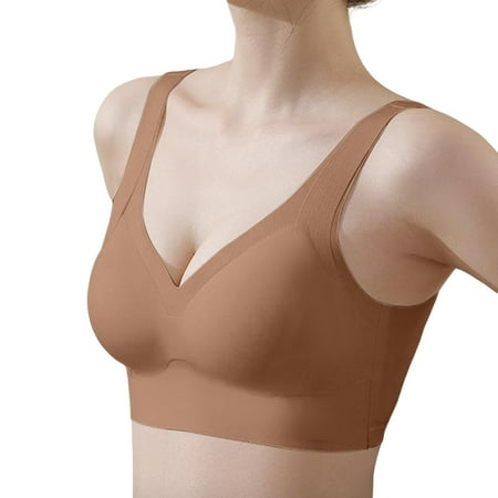Ogiraw Clearance! Minimizer Bras For Women Underwear Women s Wide Straps Without Ring Gathered To Collect Side Breasts Large Size Tank Top Non Marking Bra Full Coverage Bras For Women Coffee M-3XL
