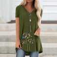 thumbnail image 2 of WEIYLL Ladies T Shirts Plus Size Print V-Neck Short Sleeve Long Green Blouse Sizes XXXXL, 2 of 3