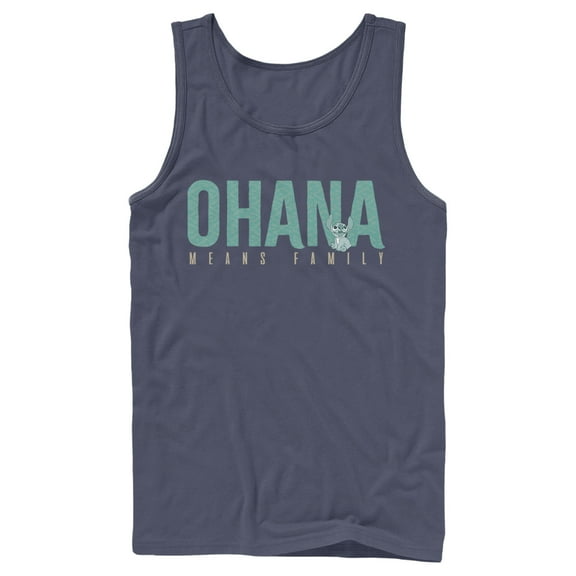 Men's Lilo & Stitch Bold Ohana means Family Tank Top Navy Blue X Large