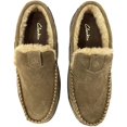 thumbnail image 3 of Clarks Venetian Suede Moccasin Slippers Sage Taupe Fut Lined Suede Loafer (9), 3 of 4