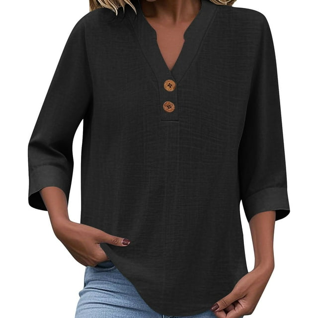 Swstbby Soldes d'Été! Hauts d'Été pour Femmes, T-Shirts Décontractés à Manches Courtes Col Rond Ample Noir TG