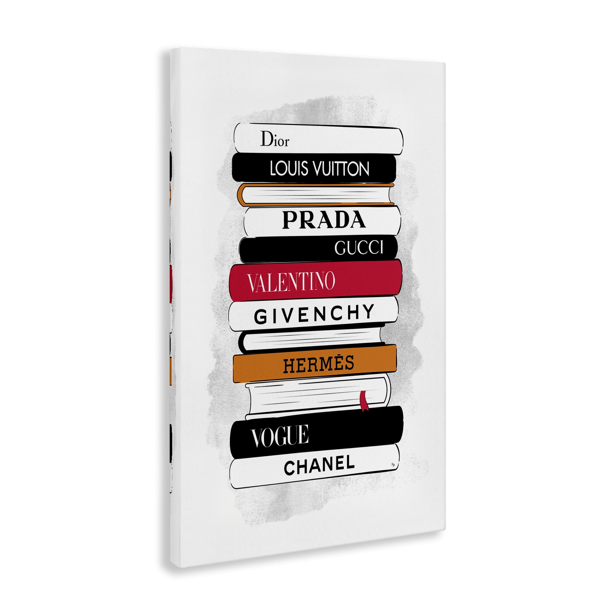 Stupell Industries Tall Fashion Bookstack Beauty & Fashion Painting Gallery Wrapped Canvas Art Print Wall Art, 24 x 36
