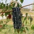thumbnail image 4 of GHSDFBB Boho Handmade Natural Stone Bead 3 Row Wide Wrap Wrist Statment Bracelet Jewelry Collection, 4 of 7