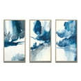 thumbnail image 2 of Designart "Solitary Majesty in Imperial Blue Splendor I" Abstract Liquid Ink Framed Wall Art Set Of 3 - Blue Modern Frame Canvas Set For Living Room Decor, 2 of 6