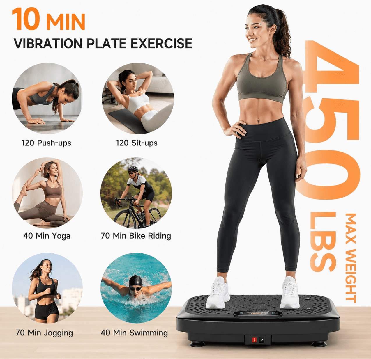 Innotech Sc Vibration Plate Exercise Machine with Resistance Bands & Remote Control, Full Body Workout Platform with 120 Speed Levels, Low Noise Fitness Trainer for Home Gym