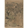 thumbnail image 2 of Kitagawa Utamaro 14x18 Gold Ornate Wood Frame and Double Matted Museum Art Print Titled - Scene in Yoshiwara (Late 18th Century - Ca. 1806), 2 of 4