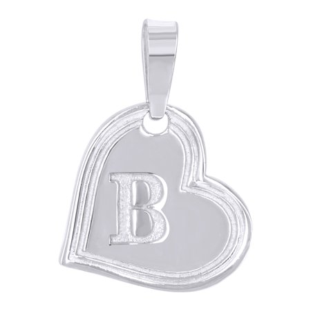 925 Sterling Silver Womens Love Heart Initial Alphabet B Charm Pendant for Women