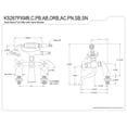thumbnail image 5 of Kingston Brass KS267PXSB Kingston Three-Handle 2-Hole Deck-Mount Clawfoot Tub Faucet with Hand Shower in Brushed Brass, 5 of 7