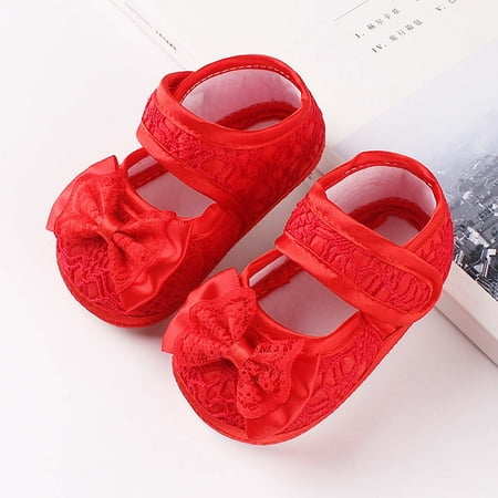 

Wavsuf Toddler Shoes for Girls Anti-slip Soft Bottom Casual Winter Red Princess Shoes Size 12
