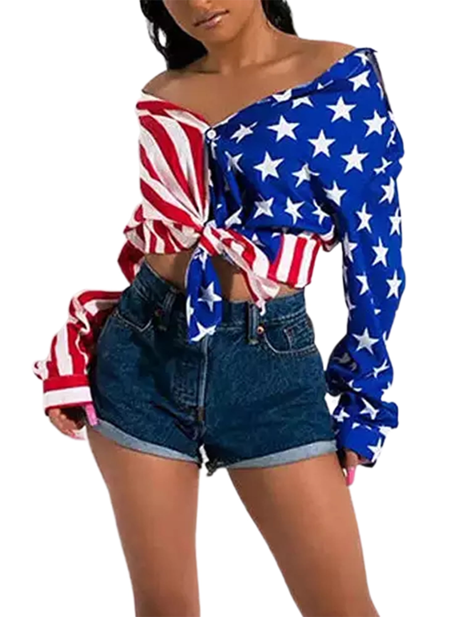 JSPOYOU Shirts Summer Men Short Sleeve American Flag Slim Independence Day Blouse T-Shirt Top