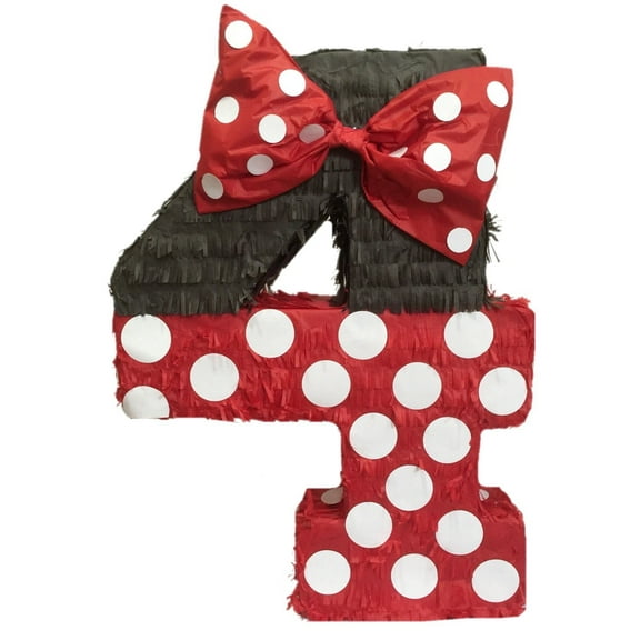 APINATA4U Red & Black Number Four Piñata 20" Tall