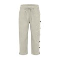 thumbnail image 5 of Yaoyar Linen Pirate Pants for Men Summer Lightweight 3/4 Pants Vacation Beach Trousers Side-Button Closure Joggers, 5 of 7
