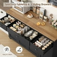 thumbnail image 6 of Homfa 55"W Kitchen Sideboard Credenza, 4-Doors 3-Drawer Wood Buffet Storage Cabinet with Adjustable Shelves, Black & Brown, 6 of 7