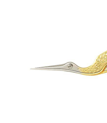 3.5" Multi Purpose Bird/ Stork Small Embroidery Fancy Scissors Gold Plated 