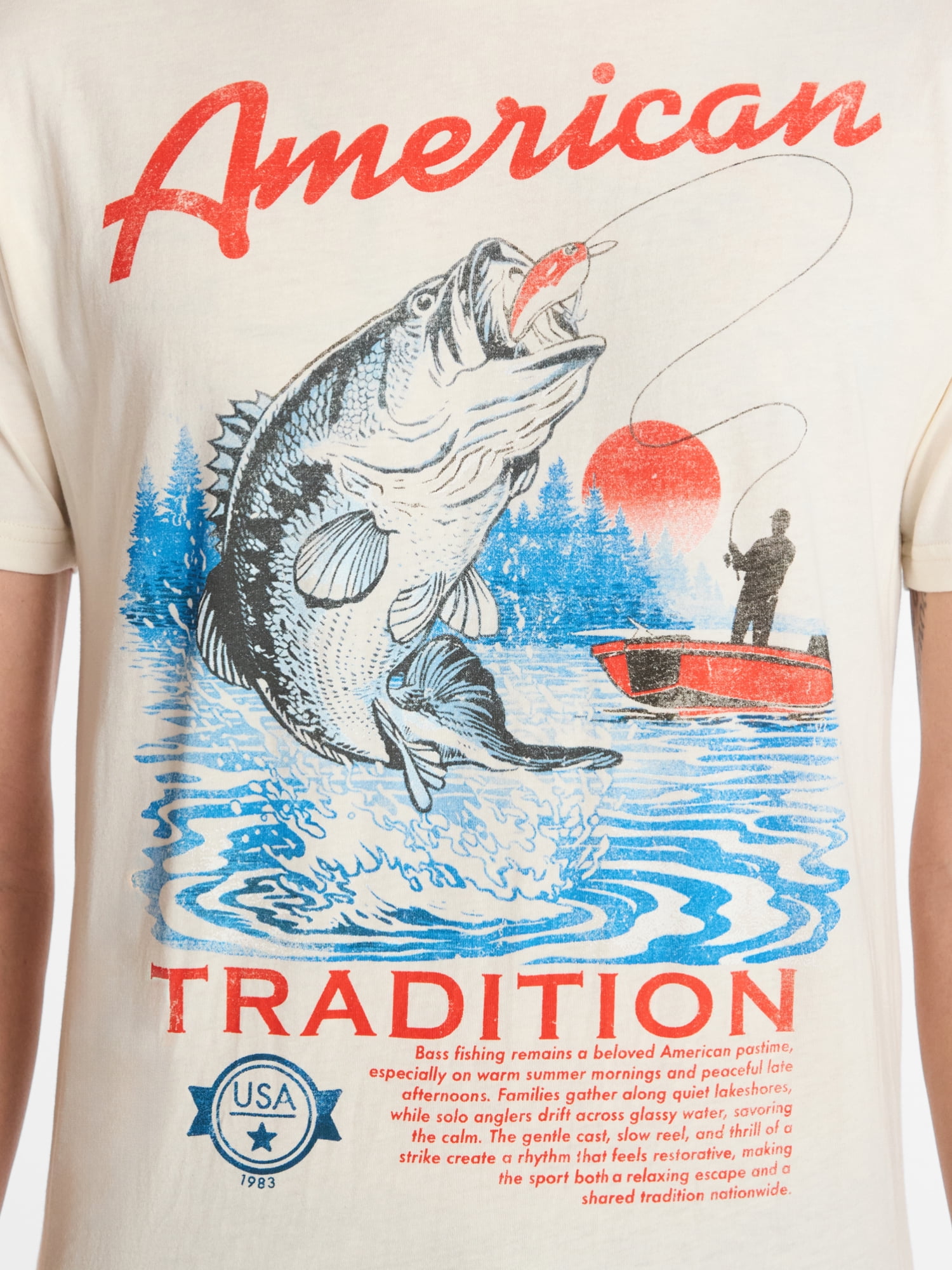 Americana Men's and Big Men's Fishing Graphic Tee Shirt from Way to Celebrate, Sizes XS-3XLT