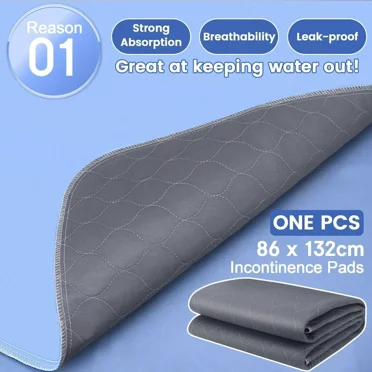 Washable Waterproof Incontinence Underpad – Reusable Mattress Protector forAdults, and All Ages  Size: 86x132cm