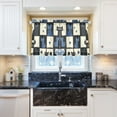 thumbnail image 5 of Yayeee Kitchen Curtains Tier Pair Light Filtering 27"x24" Rod Pocket Short Cafe Window Panel, Black and Blue Cat, 5 of 7