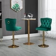 thumbnail image 1 of Counter Height Bar Stools Set of 2, Height Adjustable Upholstered Dining Accent Chairs Bar Chairs with Back & Footrest & Ring Pull, Nailhead Trim Kitchen Island Stools for Dining Room Bar Pub, Emerald, 1 of 7