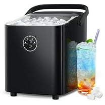 Auseo Bullet Ice Maker Countertop with Ice Basket/Scoop/Handle, 2 Sizes S/L, Self-Cleaning, 26Lbs/24H, 8Pcs/9Min for Home/Office/Bar/Party