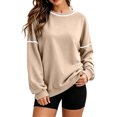 thumbnail image 2 of jehdhy Womens Patchwork Sweatshirts Fall Winter Crew Neck Long Sleeve Shirts Fashion Casual Loose Pullover Tops, 2 of 7