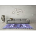 thumbnail image 3 of Ahgly Company Machine Washable Indoor Round Abstract Blue Modern Area Rugs, 5' Round, 3 of 4