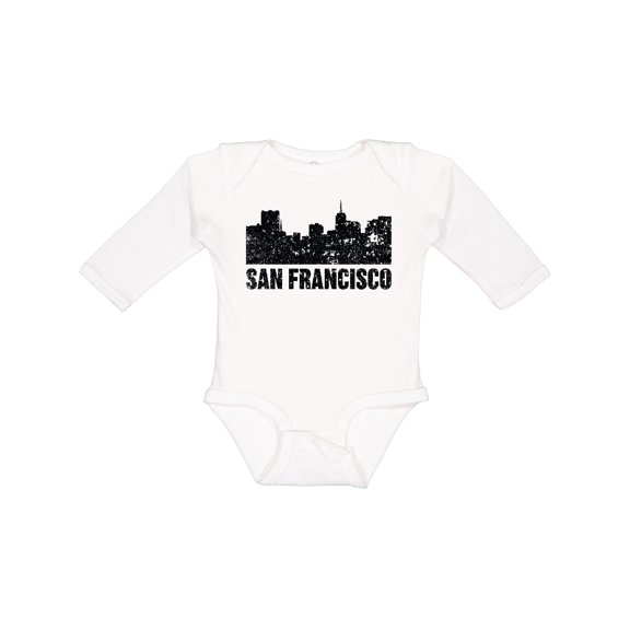 Inktastic San Francisco Skyline with Grunge Boys or Girls Long Sleeve Baby Bodysuit