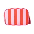 thumbnail image 2 of Cadorn Striped Canvas Clutch Bag for Women Portable Tassel Design Fashionable Cosmetic Organizer for Travel Beach Casual Outings and Daily Use, 2 of 3
