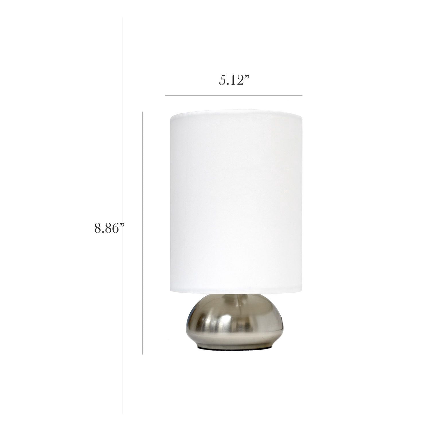 Simple Designs Gemini 2 Pack Mini Touch Lamp with Brushed Nickel Base and Ivy Fabric Shades