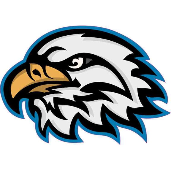 5in x 3.5in Blue Eagle Head Mascot Sticker Vinyl School Bumper Stickers