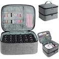 thumbnail image 1 of Nail Polish Bag, 2-Tier Nail Polish Nail Lamp Storage Bag, 30 Bottles Nail Polish Organizer Case, Portable Travel Nail Polish Case for Manicure Kit, Gray, 1 of 6
