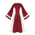 thumbnail image 5 of iiniim Womens Elegant Robe Color Block Stand Collar Flare Sleeve Maxi Dress Burgundy XL, 5 of 7